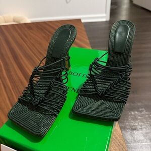Bottega Veneta 36 Emerald Green braided Cindy Stretch slide Sandal 6